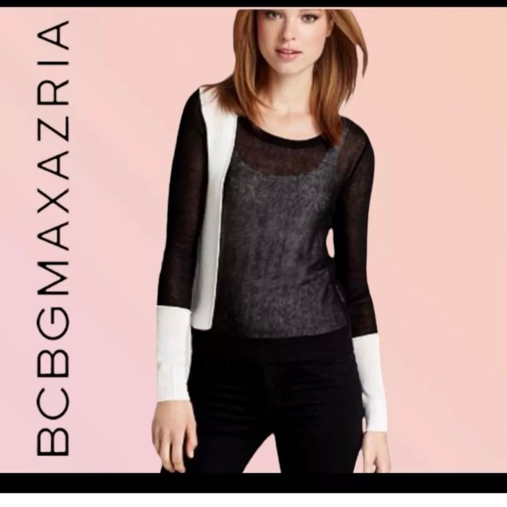 BCBGMaxAzria Black and White Sheer Blouse